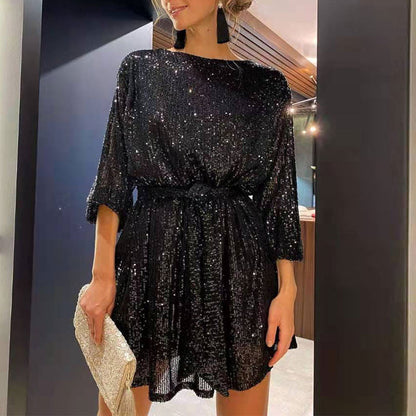 Sanda - Glitterende feestelijke losse mini-jurk