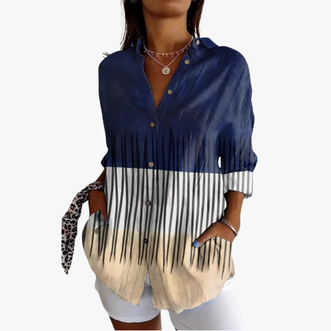 Lucetta - Losvallende damesblouse met print en knoopsluiting