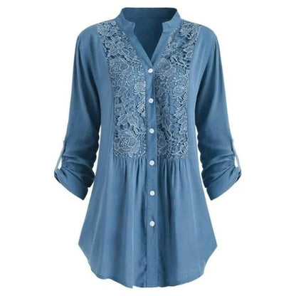 Blossom & Lace - Lange blouse met pofmouwen voor dames