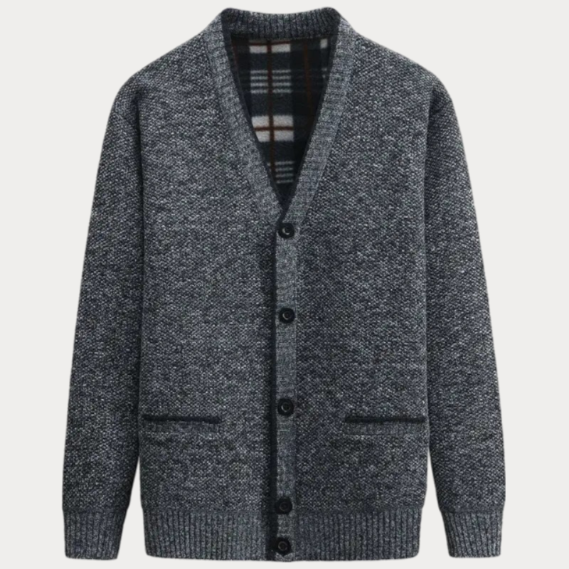 Gregg - Gebreid V-hals vest met knopen voor heren