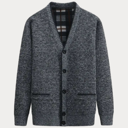 Gregg - Gebreid V-hals vest met knopen voor heren
