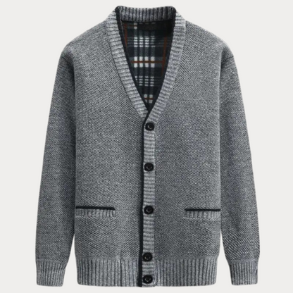 Gregg - Gebreid V-hals vest met knopen voor heren