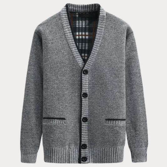 Gregg - Gebreid V-hals vest met knopen voor heren