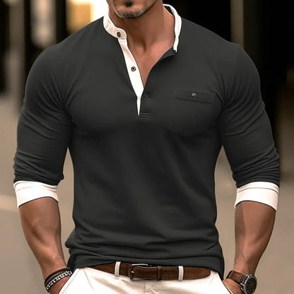 Barnabas - Slim fit Henley longsleeve voor heren