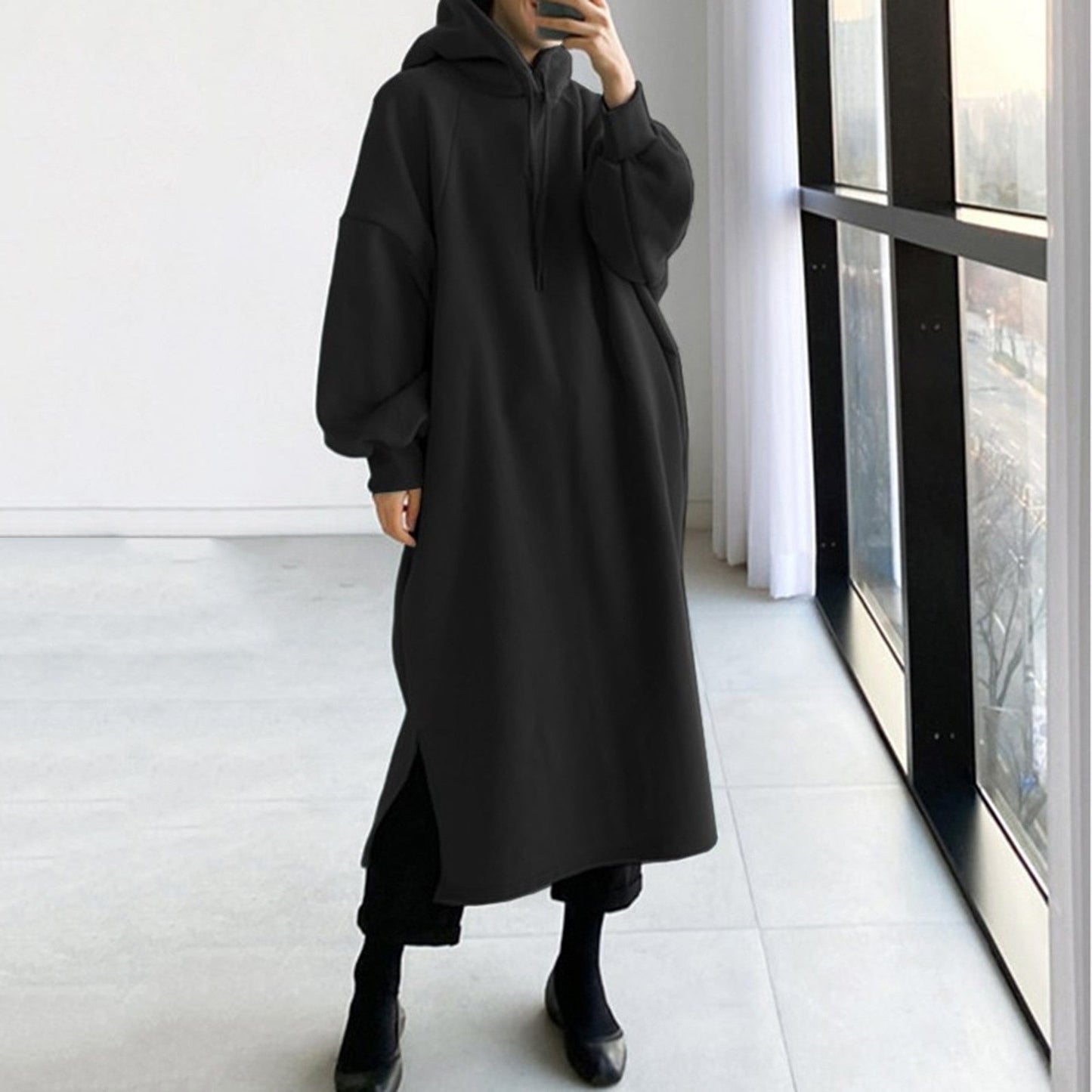 Preenie - Knusse oversized lange jasjurk met capuchon