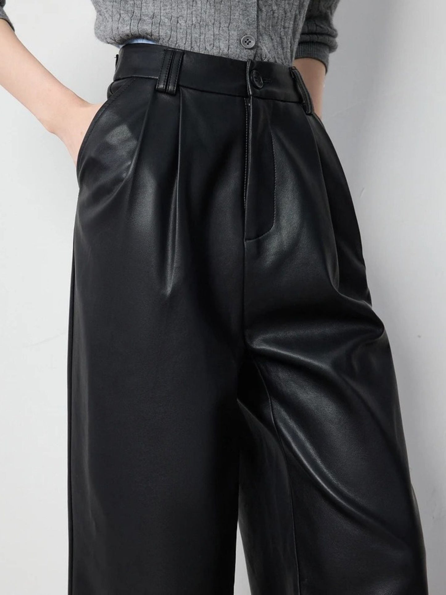 Antía - Wijde high-waist broek met persvouw voor dames
