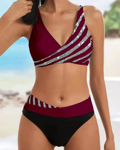 Missy – Asymmetrische bikini set met contrastdetails voor dames