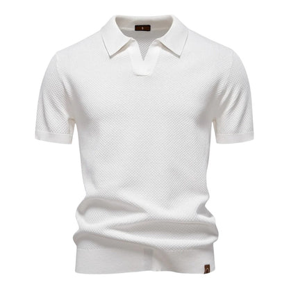 Gilbert - Heren poloshirt met open kraag en textuurstructuur