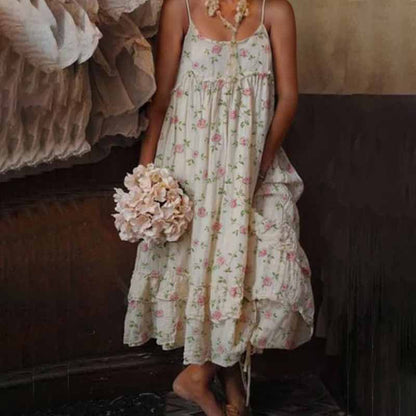 Kalina - Zomerse dames midi-jurk met sierlijke ruches