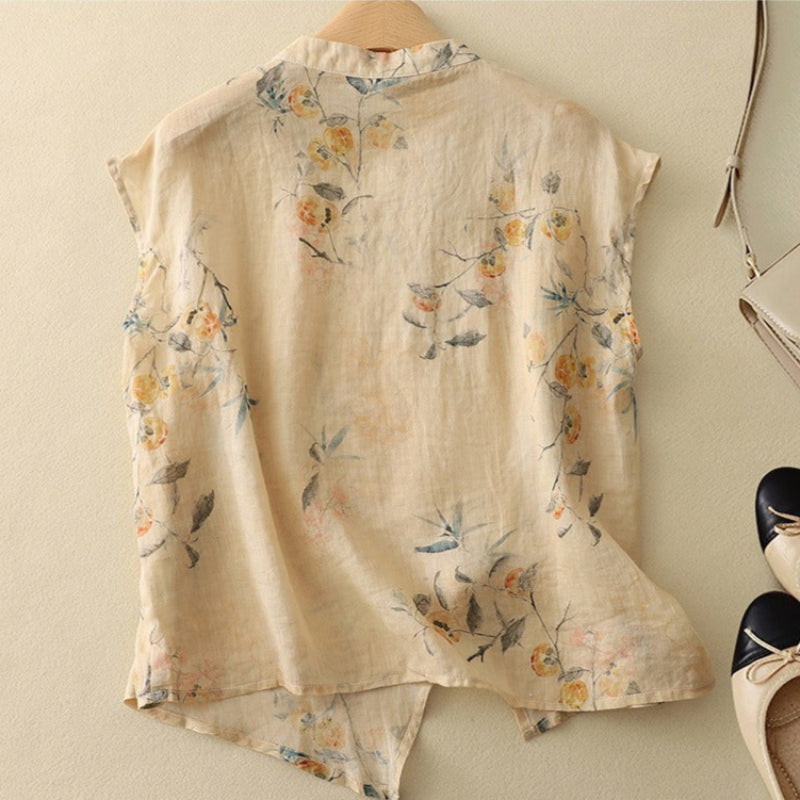 Ainhoa - Luchtige dames top met asymmetrische knoopdetails