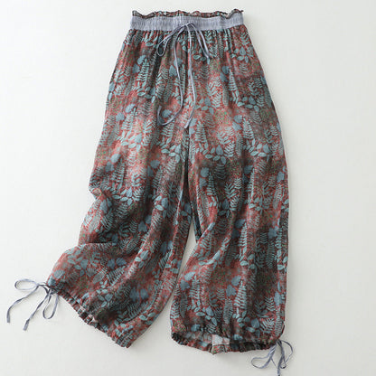Zahra - Luchtige damesbroek met strikdetail en elastische taille