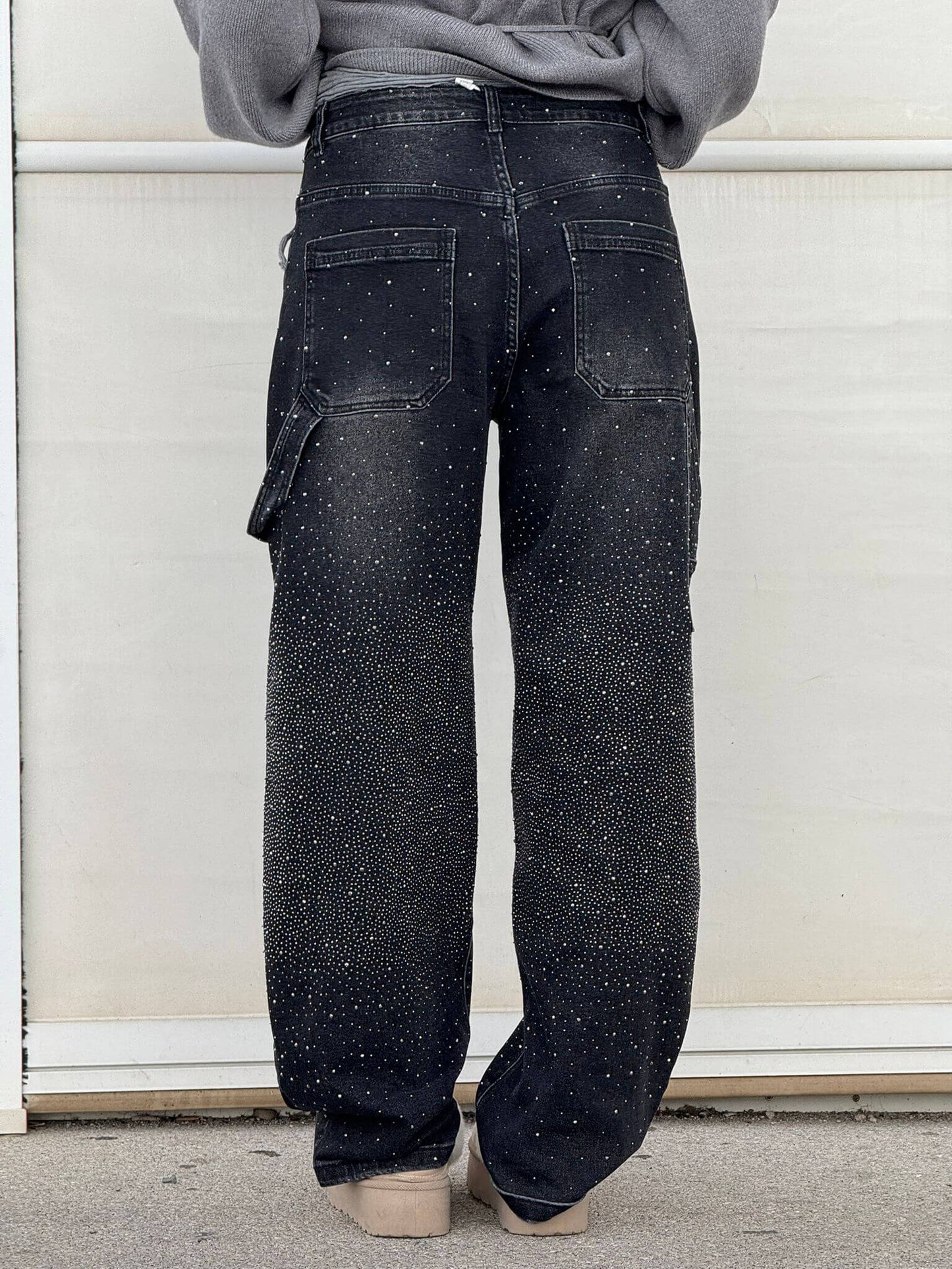 Thessa - Glanzende wide-leg damesjeans met relaxte fit