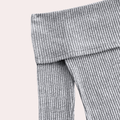 Autumn - Off-shoulder geribde gebreide romper