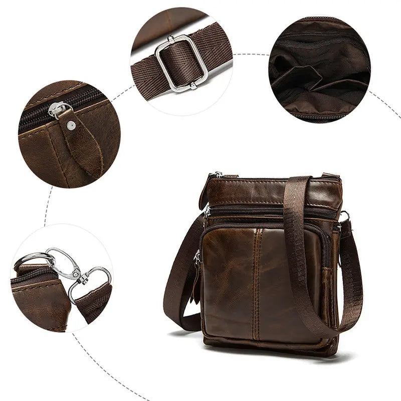 Nikolai - Leren crossbodytas met meerdere compartimenten voor mannen