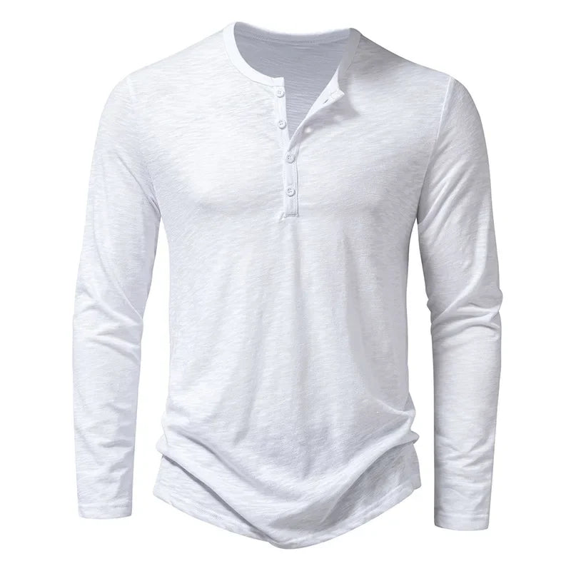 Alfric - Heren longsleeve shirt met knoopsluiting