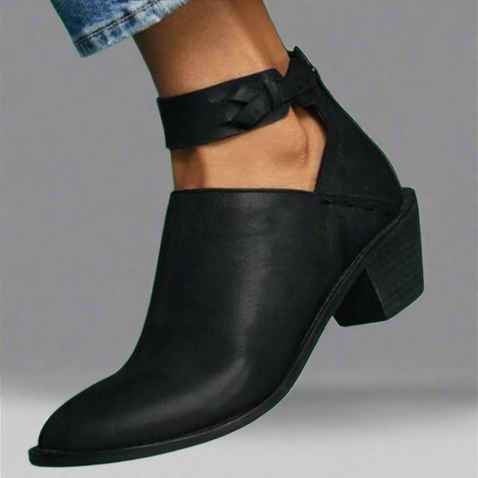 Letizia - Enkelhoge damesschoen met uitsnijding en gevlochten band