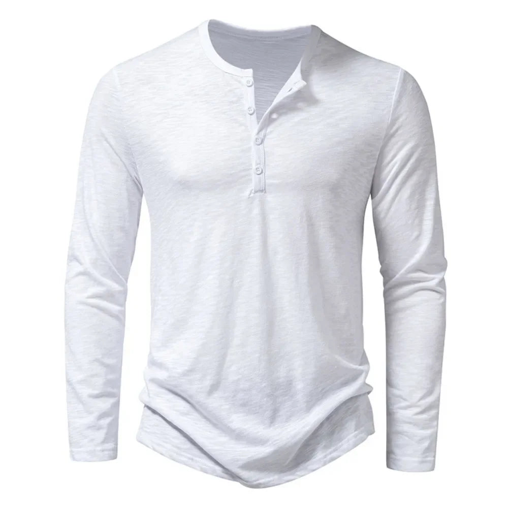 Alfric - Heren longsleeve shirt met knoopsluiting