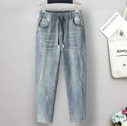 Tilly - Relaxed fit denim joggers met trekkoord voor dames