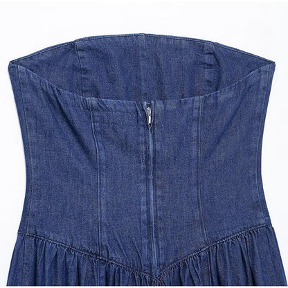 Canola - Dames strapless maxi jurk met gevormd lijfje en uitlopende rok