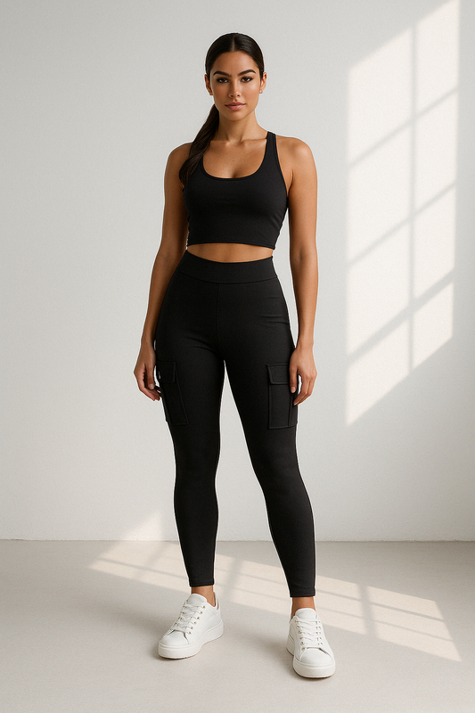Layne | Casual slim fit cargo broek met hoge taille