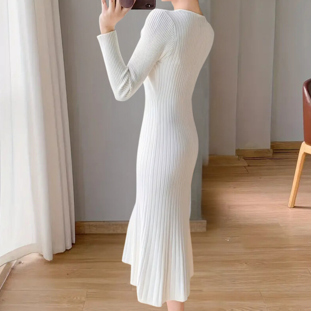 Tindra | Elegante geribde wikkel midi-jurk