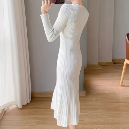 Tindra | Elegante geribde wikkel midi-jurk