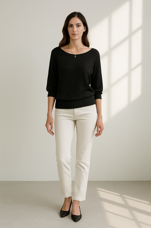Lyora | Essentiele basic trui 3/4 mouw en ronde hals