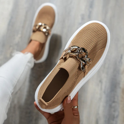Raphaelle - Slip-on sneakers met chunky kettingdetail voor dames