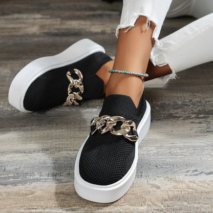 Raphaelle - Slip-on sneakers met chunky kettingdetail voor dames