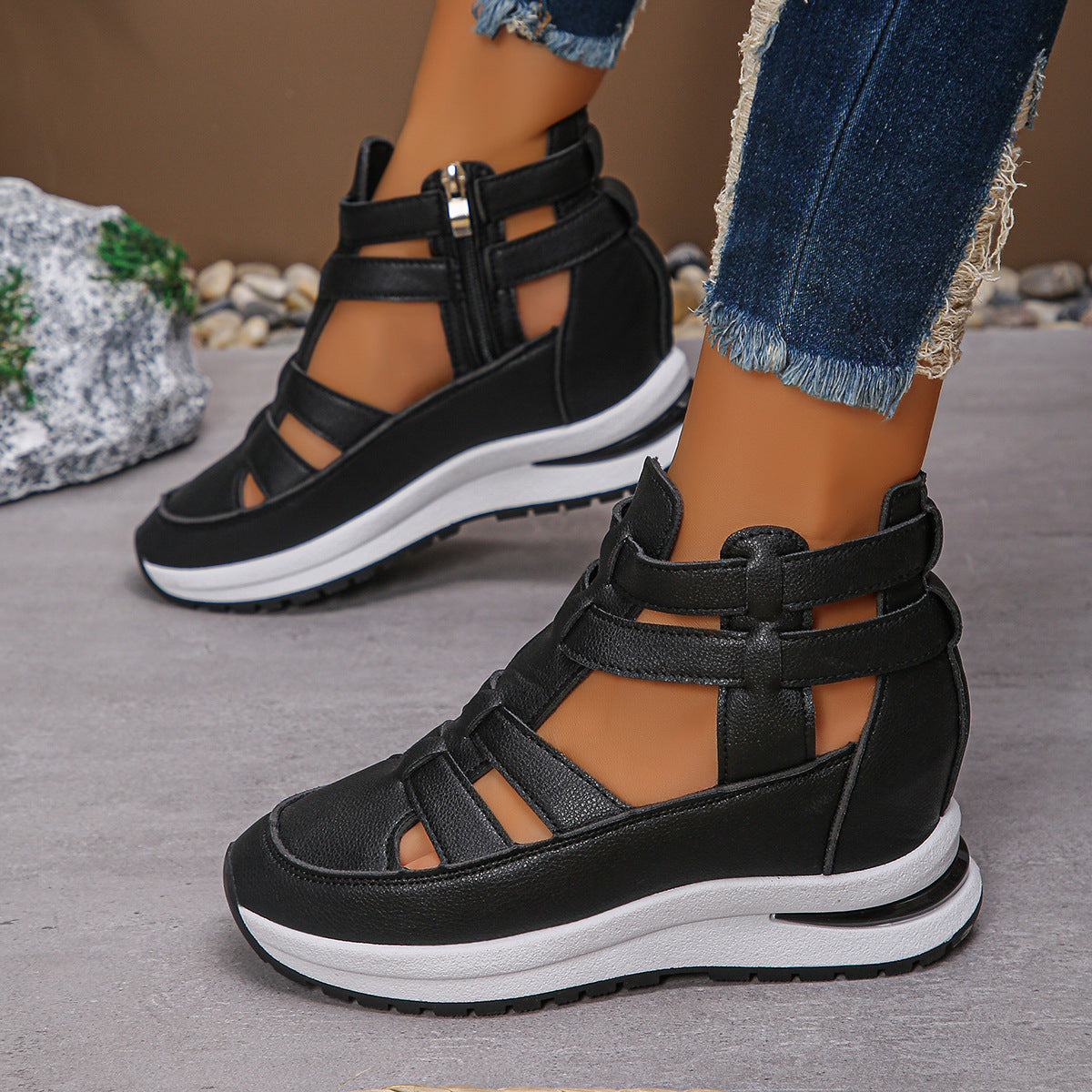 Valeska - Dames sneaker-sandaal met open zijpanelen