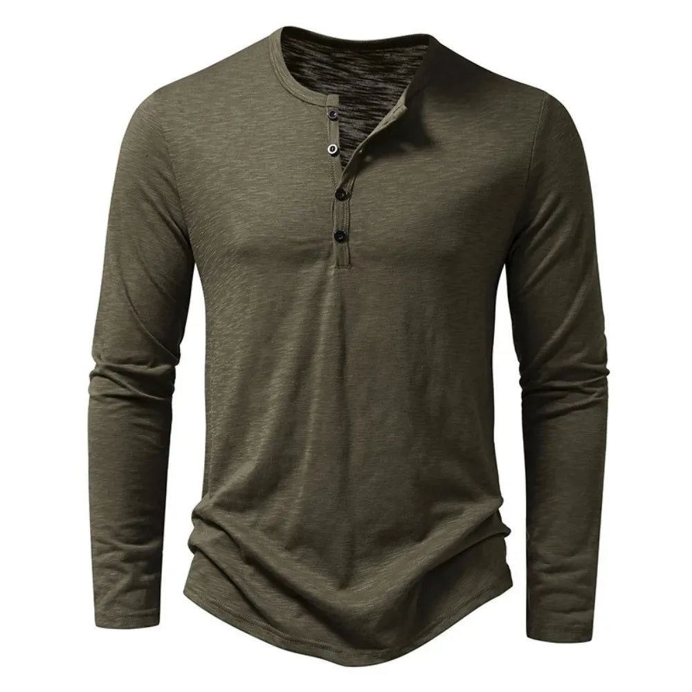 Alfric - Heren longsleeve shirt met knoopsluiting