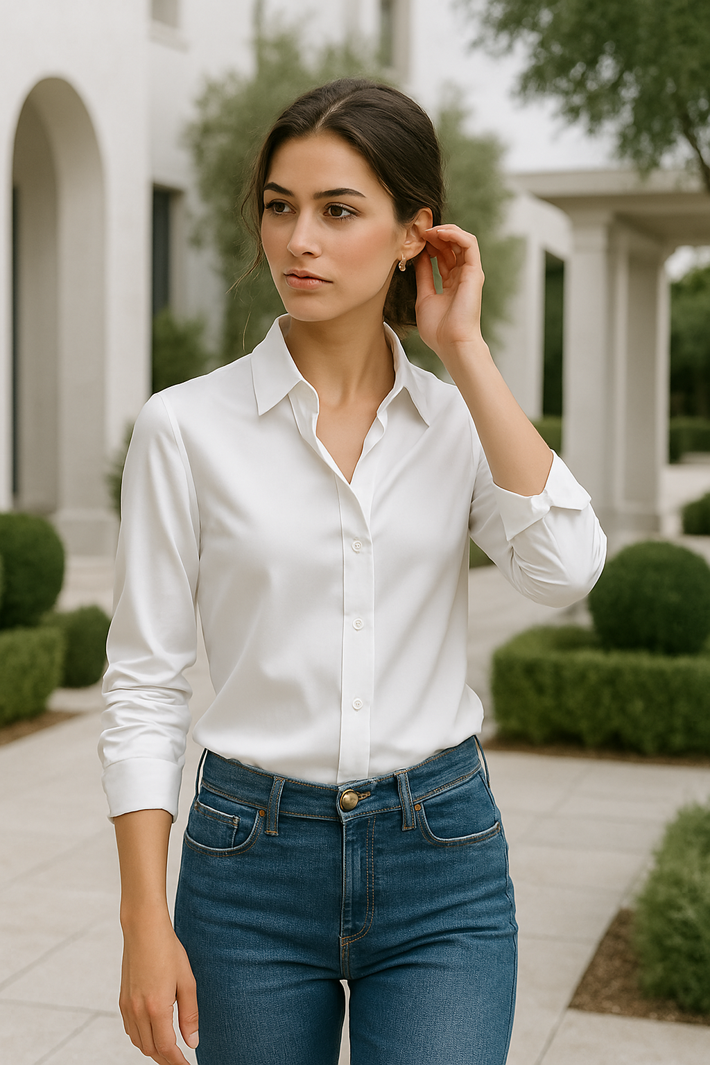 Marixa | Dameshemd met luxe satijnen lange mouwen