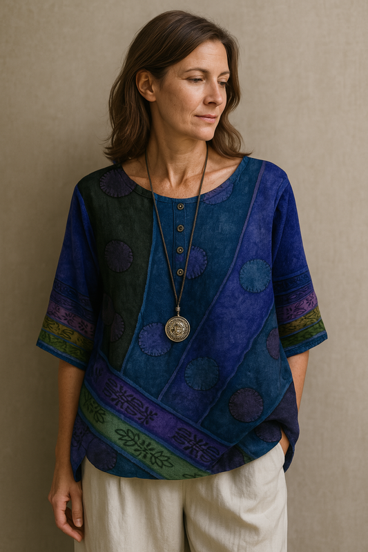 Myla - Retro Bohemien Print Blouse