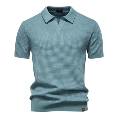 Gilbert - Heren poloshirt met open kraag en textuurstructuur
