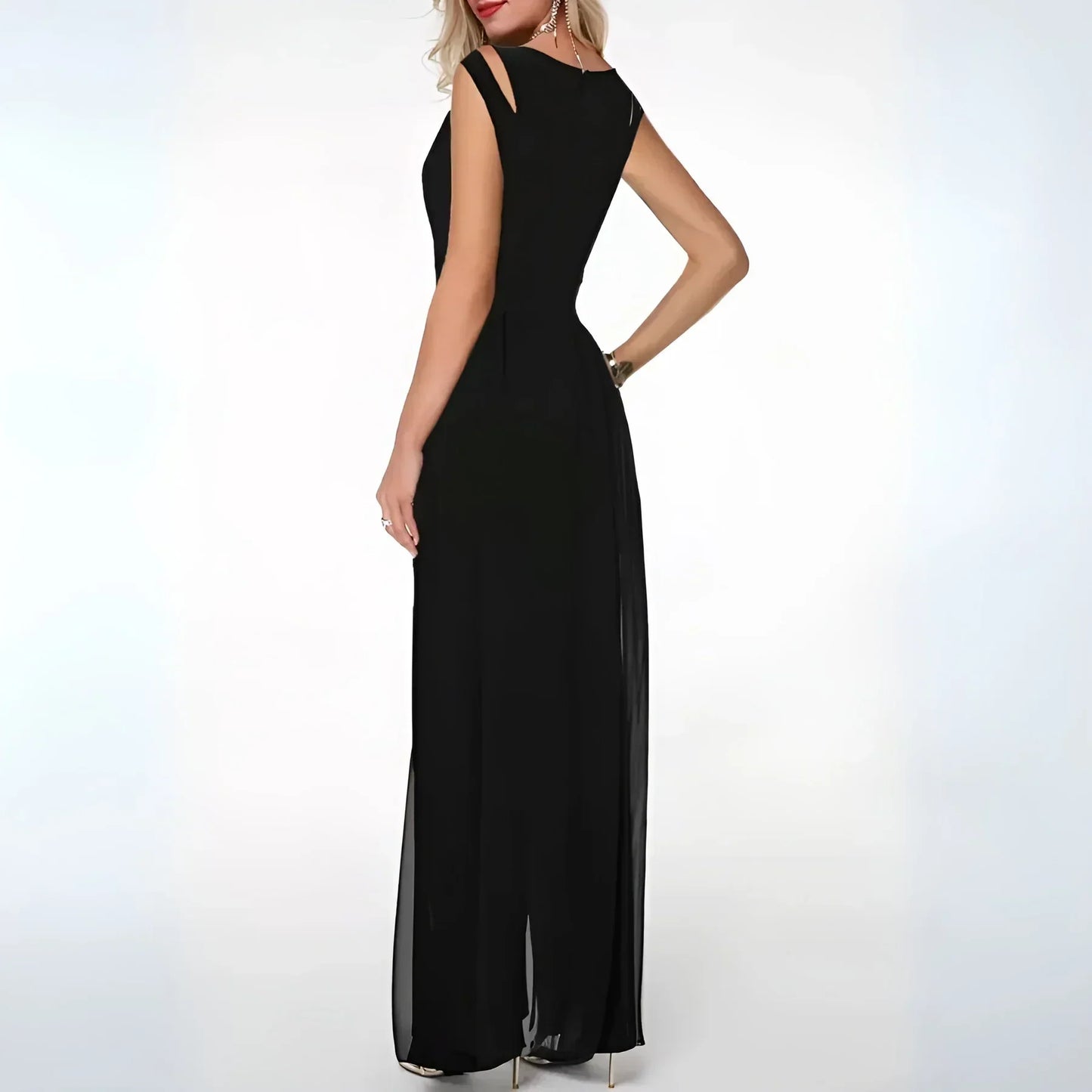 Begoña - Mouwloze dames jumpsuit met elegante wijd uitlopende pijpen