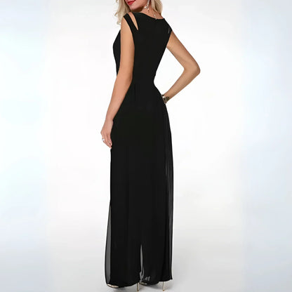 Begoña - Mouwloze dames jumpsuit met elegante wijd uitlopende pijpen