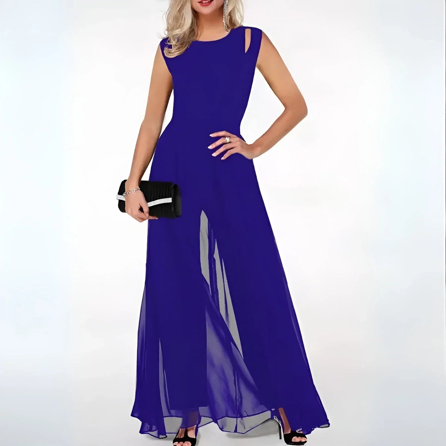 Begoña - Mouwloze dames jumpsuit met elegante wijd uitlopende pijpen