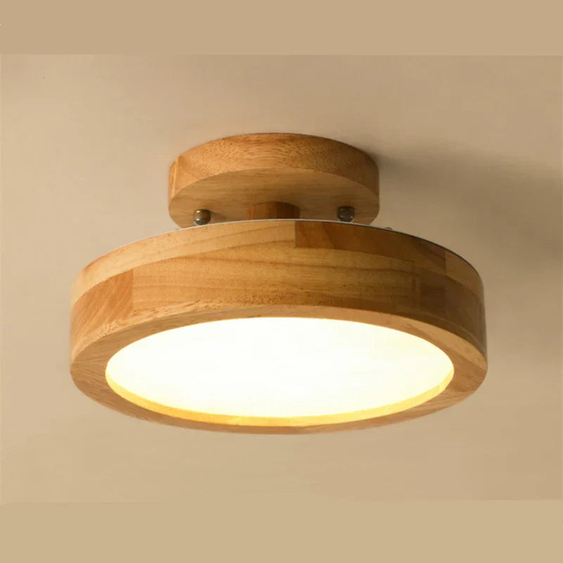 Luminalux - Ronde Scandinavische Massief Houten Plafondlamp