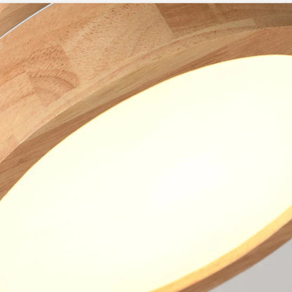 Luminalux - Ronde Scandinavische Massief Houten Plafondlamp