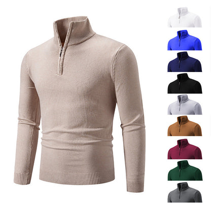 Lemuel - Half-zip sweater met hoge kraag