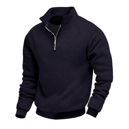Tiberius - Herensweater met Halve Rits en geribbelde noorden