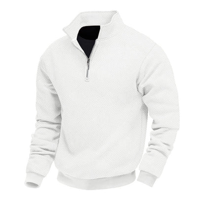 Tiberius - Herensweater met Halve Rits en geribbelde noorden