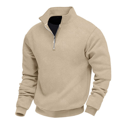 Tiberius - Herensweater met Halve Rits en geribbelde noorden