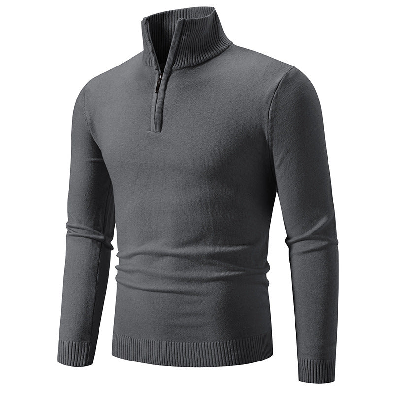 Lemuel - Half-zip sweater met hoge kraag