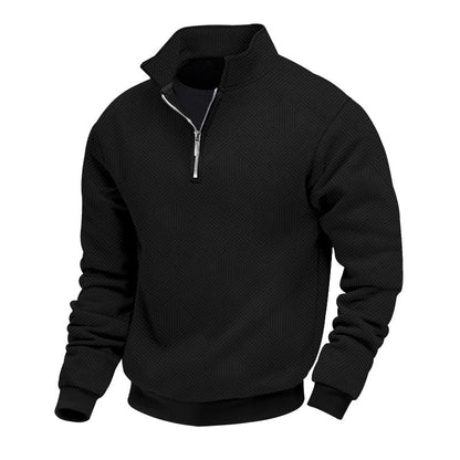 Tiberius - Herensweater met Halve Rits en geribbelde noorden