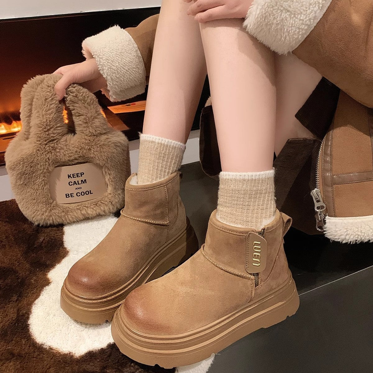 Xylia - Winter enkellaarsjes met fleecevoering voor dames