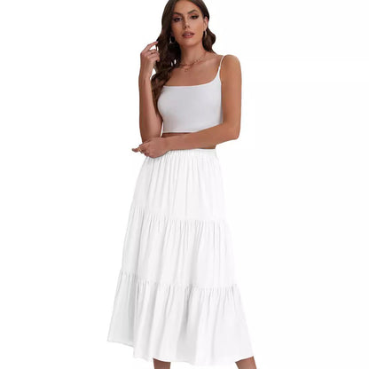 Basilisa - Dames midi rok met hoge taille en gelaagde volant