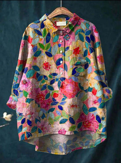 Rosalia - Losvallende damesblouse met kleurrijke bloemenprint