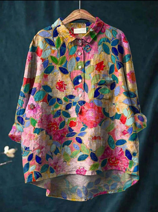 Rosalia - Losvallende damesblouse met kleurrijke bloemenprint