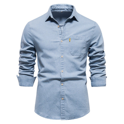 Daven - Denim heritage overhemd met lange mouwen voor mannen